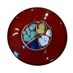 VTG Enamel Pin Brooch 1.5” Colorful Red W/ Green Yellow Blue White Copper Accent