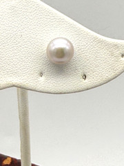 IPS 8.5MM White Cultured Pearl Stud Button Earrings Sterling Silver 925 Posts