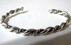 Vintage Sterling Silver Cuff Bracelet Minimalist Southwest Stackable Twist Rope