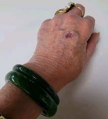 Vintage 2 X 62mm Tubular Jade Look Green Glass Bangle 82 Grams