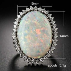 Silver Plated Fire Opal Inlay Christmas Ring 2 CT CZ Vintage Style Unisex Ring