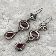 Red Pink Glass Earring Lot of 3 Pairs Dangle Drop
