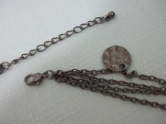 Vintage Necklace Small Dangling Circle Medallions Hanging on Chain Bronze Metal