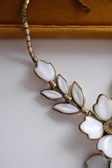 Vintage Crown Trifari Necklace Milk Glass Parure Choker 1960s Elegant Timeless