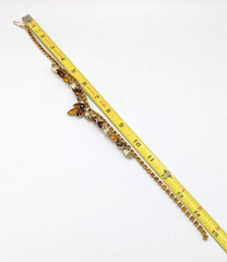 Vintage Rhinestone Collar Necklace Topaz Yellow Orange MCM Statement 1950s