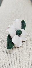 White Dogwood polymer clay Lapel Tie Tack Pin Flower 2″ brw32