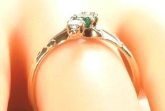 Victorian Colombian Emerald Engagement Rg Sz 5 9K Yellow Gold
