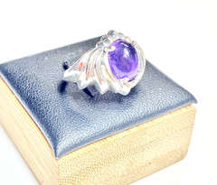 Vintage Sterling Silver Kabana Amethyst Ring Size 5.25-5.5
