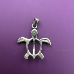 Vintage 925 Sterling Silver Hawaiian Honu Sea Turtle Open Shell Pendant 1″