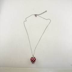 Lenox Necklace Strawberry Fruit Sterling Silver Red Enamel Food Whimsical 925