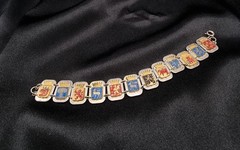 Swedish 1950’s-1970’s Vintage Enamel Heraldic Bracelet With Crowned Shields