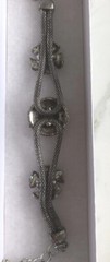 Vintage silver bracelet with red stone and rhinestones No Brand