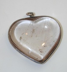 Antique Sterling Pale Rutilated Smokey Quartz Heart Pendant Must See