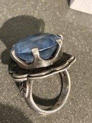 VTG TAXCO MEXICO 925 STERLING SILVER LARGE BLUE SPINEL RING 11.6g SIZE 5