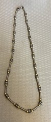 Vintage Sterling Silver and Gold Bead Necklace 19″ Foxtail Chain 925 2-Tone