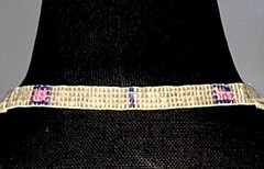 1920s Flapper Deco Sautoir Necklace, Very Good Antique Condition, Ecru/Blue/Pink