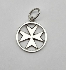 Vintage Sterling Silver Christian Iron Cross Circle Charm Pendant – 1.6g
