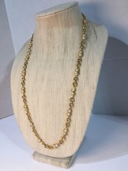 Lovely 28″ Gold Tone Metal Twisted Infinity Chain & Faux Pearl Necklace!