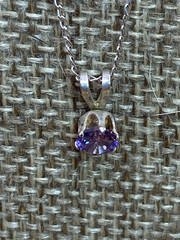 Vintage 1950s AJC Signed Amethyst Birthstone Sterling Silver Necklace 17”