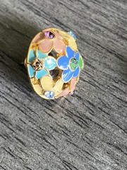Vintage Joan Rivers Openwork Enamel Flower Dome Stud Button Earrings 1998 QVC
