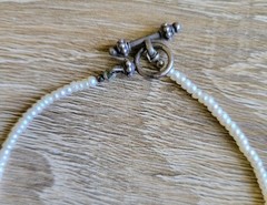 Vintage Necklace 15 In Silver 925 Amethyst Seed Pearl Toggle Clasp
