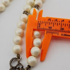 Vintage Double Strand Faux Pearl Necklace Adjustable Hook Clasp 1950s