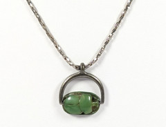 Vtg Egyptian Revival Tutmania Scarab Beetle Spinner Pendant Necklace