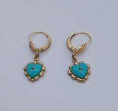 Vintage 14k Yellow Gold Franz Breuning Dangle Heart Earrings 1.1g