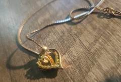 Heart Pendant 925 signed,prong-set stones