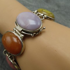 Whitney Kelly Sterling Silver Bracelet Tiger Eye Jasper Gemstones 8.5 in 703f