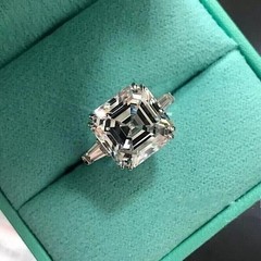 2.5Ct Asscher Cut VVS1 Lab Created Diamond Engagement 14K White Gold Finish Ring