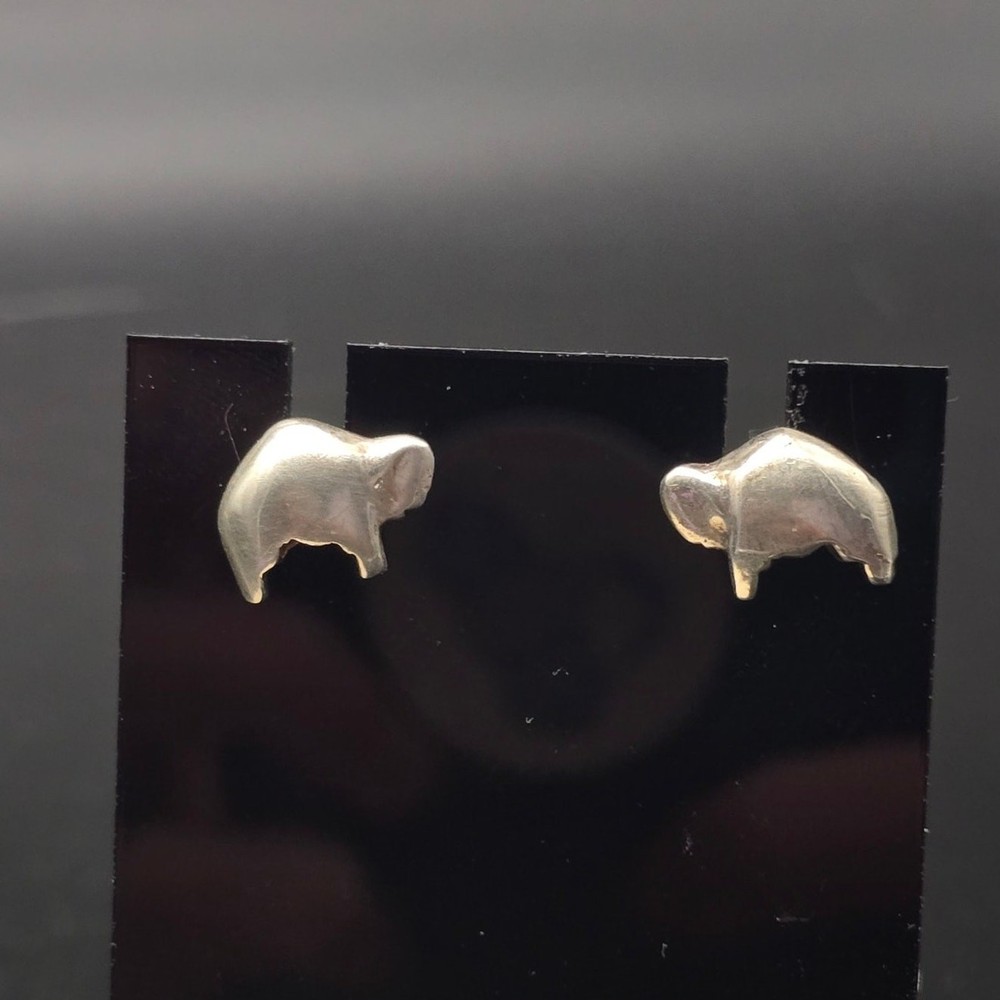 Sterling Silver Buffalo Bison Stud Earrings 925 Southwest
