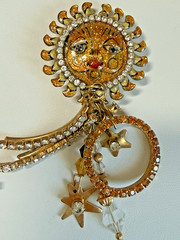 ” LUNCH at the RITZ ” Sun Goddess Solar Loops Swarovski Crystal Clip-on Earrings