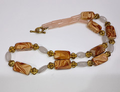 OOAK Rose Quartz Natural Stone Artisan 18″ Mix Necklace Semiprecious Harvest