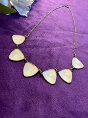 Vintage MCM Albert Scharning Enamel 935 Silver Gold Wash Station Necklace