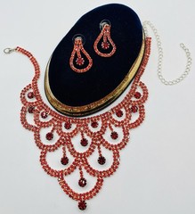 🔥Vintage Style Red Bib Necklace Earrings Set Not Signed (was $110.)