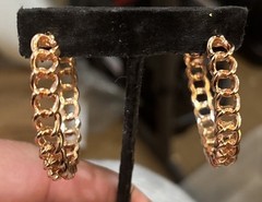Vintage Signed Graziano Chainlink Post Earrings Rose? Gold Tone Large 2”