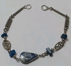 Vintage Estate Lapis Quartz Silver Tone Costume Jewlery Bracelet Necklace Lot 6