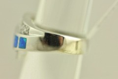 NEW Sterling Silver BLUE FIRE OPAL & CZ RING BRILLIANT -SZ(6.25) 8.3 GR S6624