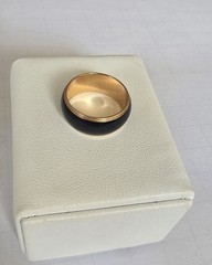 Vintage 80’s NOS 18kGold Electroplated Black Enamel Band Ring Size 6