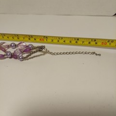 VTG Lavender Purple Crystal Faux Pearl Bead Necklace 15” Long 3 Strand