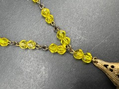 1930’s Art Deco Czech Glass Amber & Yellow Brass Filigree