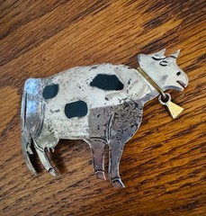 Vintage Taxco Sterling Silver 925 Cow Brooch