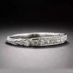Vintage Style 2 Ct LabCreated Diamond Art Deco Wedding Band Ring 14K Gold Finish