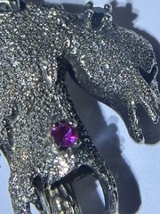 RARE Vintage Les Bernard Scarecrow Brooch .925 Sterling Silver w/ Gemstones