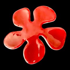 Enamel Flower Brooch Pilgrim Red Pop Art Abstract Flower Pin Vintage Denmark