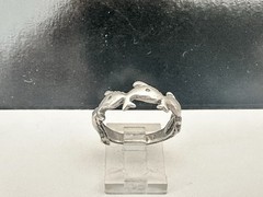 Sterling Silver 925 Ring Good Luck Band Vintage Fish Dolphin Whale