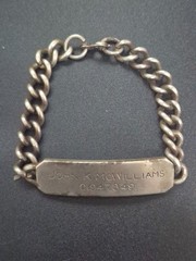Vintage 1930s-1950s Sterling Silver Military ID Bracelet Curb Chain