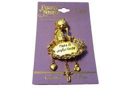 Precious Moments ~ “Make A Joyful Noise” ~ Gold Tone Brooch On The Card