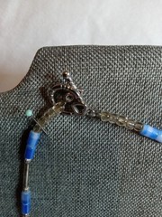 Vintage Lapis Lazuli Blue Beaded Glass Necklace 17″